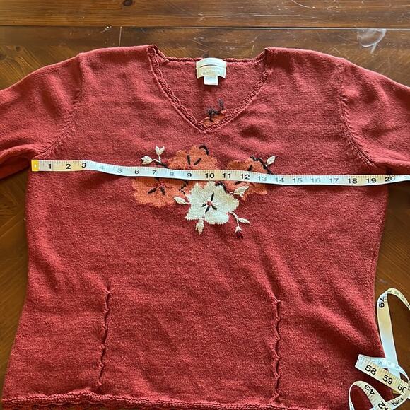 Christopher & Banks Rust Floral Embroidered Sweater Size M - Picture 6 of 9